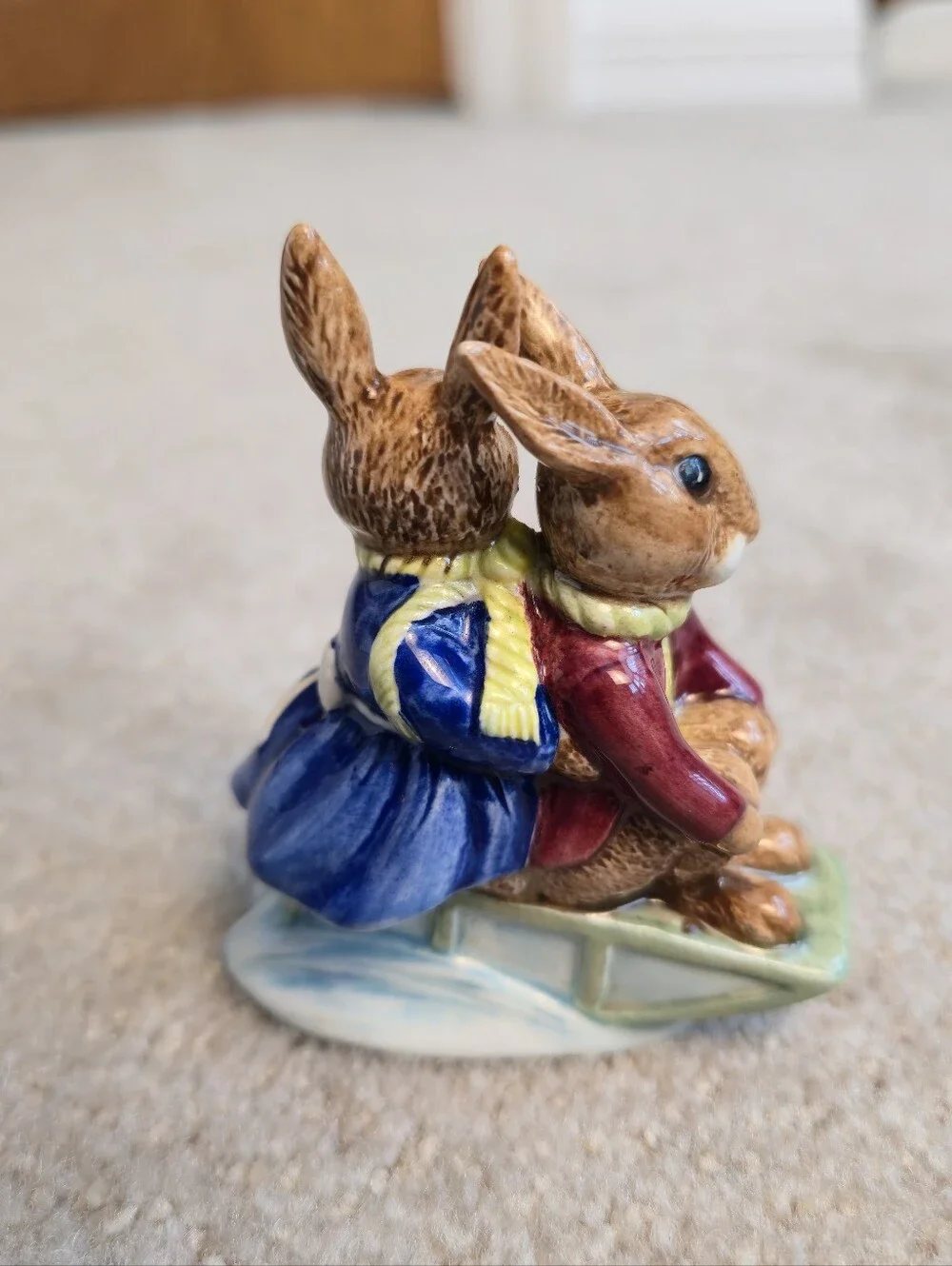 Sleigh Ride Billie & Buntie Bunnykins 1972 Royal Doulton Bunnykins  MINT Q1 DB4
